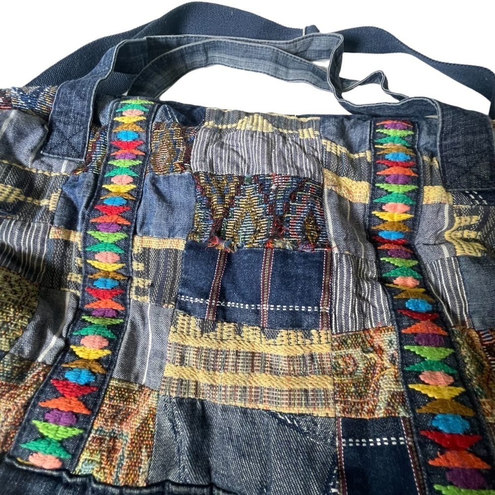 Ecote Vintage blue Jean duffel bag patchwork Urban Outfitters embroidered - Picture 5 of 15